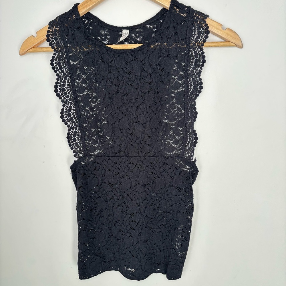 Free People Lace Whimsigoth Grunge Lace Top Size XS Romantic Fairy F11